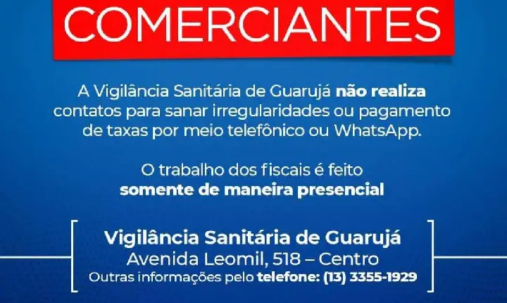 ALERTA AOS COMERCIANTES DE GUARUJÁ