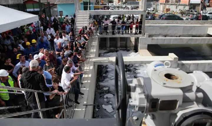 Estação elevatória e comportas contra enchentes começam a funcionar na Zona Noroeste de Santos