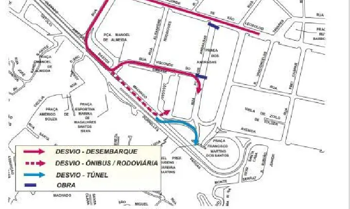 Obras do VLT mudam trânsito no Centro, na região da Rodoviária, a partir desta sexta