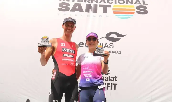 Reinaldo Colucci e Patrícia Franco vencem Triathlon Internacional de Santos