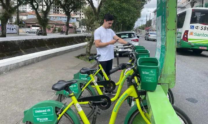 Santos terá gratuidade nas bicicletas compartilhadas em 3 e 5 de junho em comemoração ao Dia Mundial da Bicicleta e do Meio Ambiente