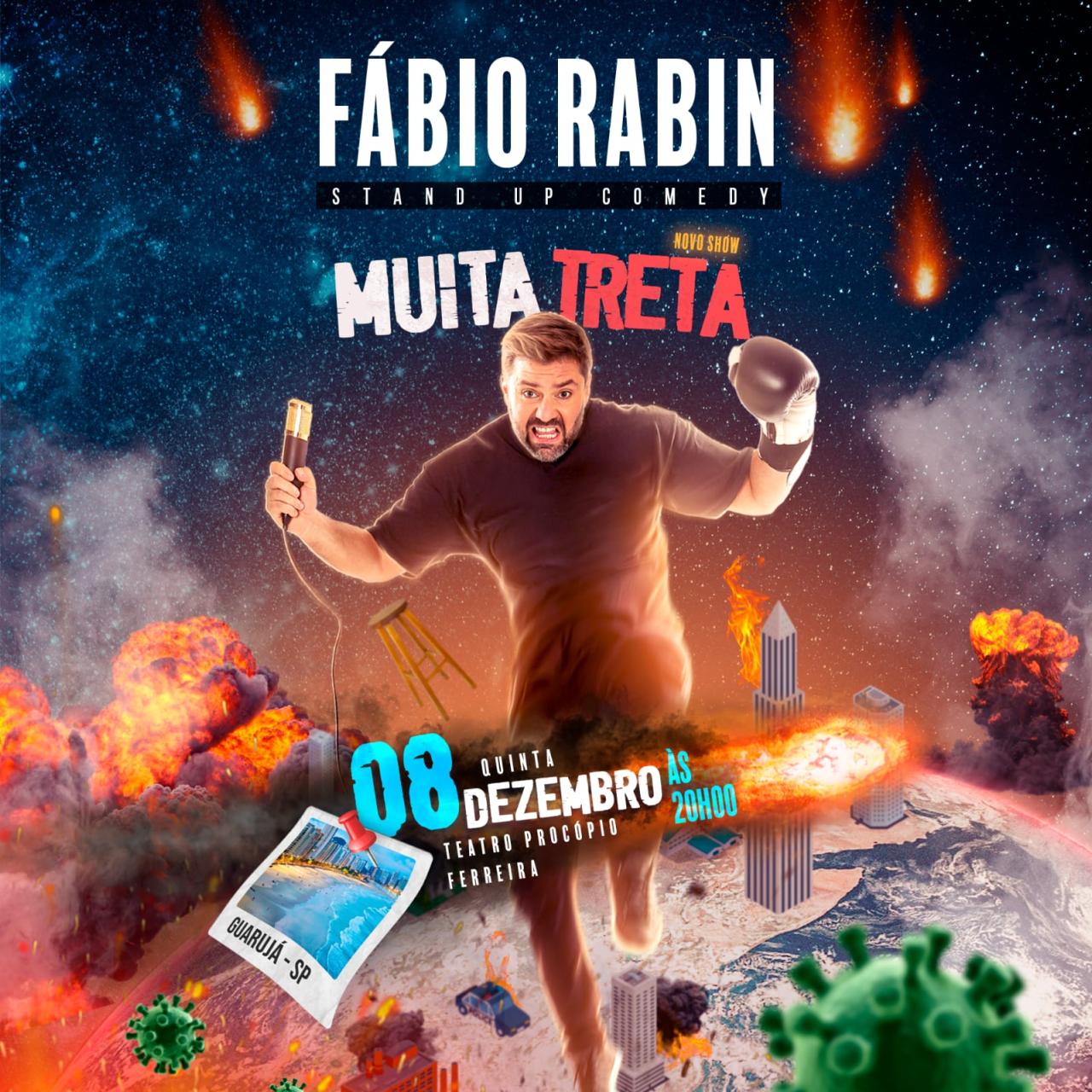 Teatro Procópio Ferreira recebe  humorista Fabio Rabin nesta quinta (8)