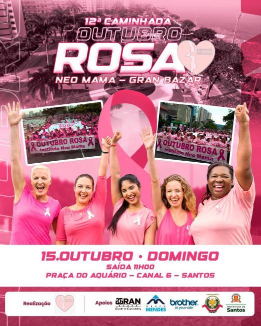 Caminhada do Outubro Rosa une alegria e conscientização neste domingo em Santos